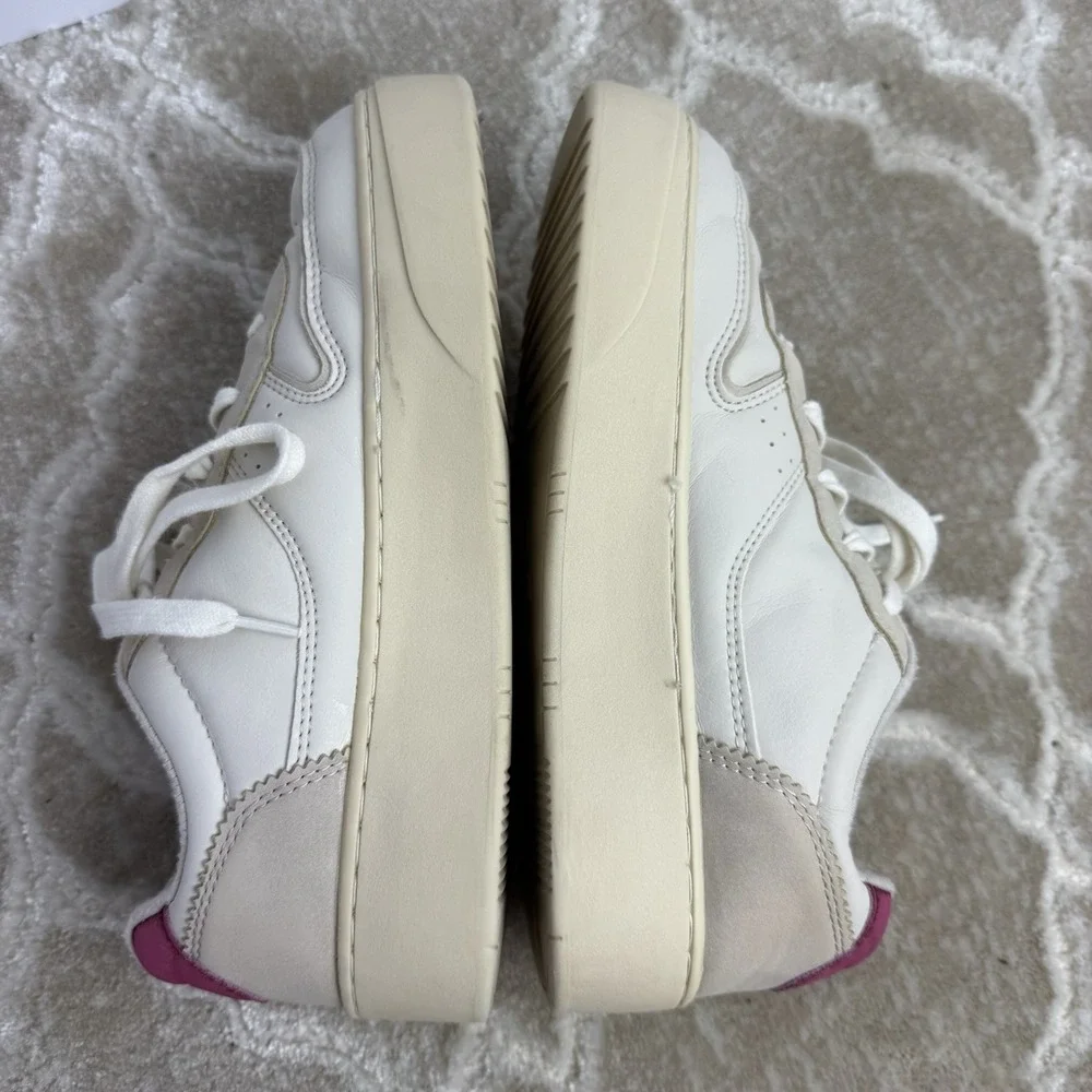 Zara‎ Women's Platform Sneakers White Beige Pink Size 36 (US 6) Leather Suede